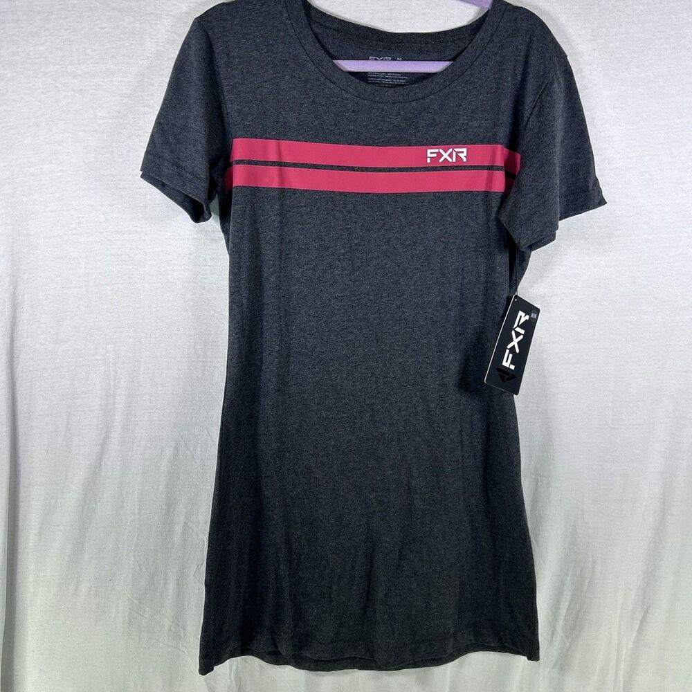 FXR T-shirt Dress Gray Pink Stripe Women’s medium NWT Race wear